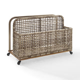 Crosley Ridley Outdoor Wicker And Metal Pool Storage Caddy - CO7308BR-GY