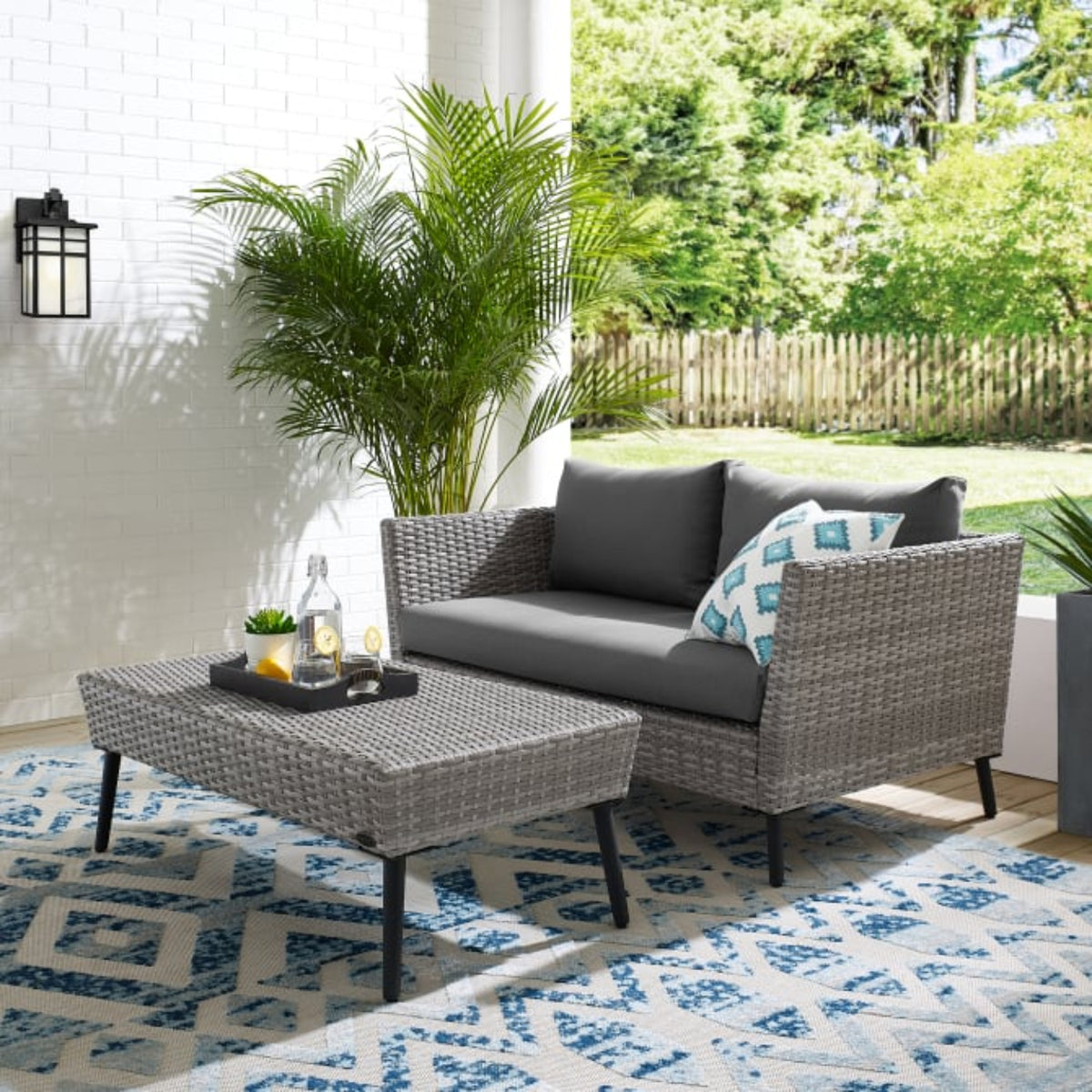 Crosley Richland 2pc Outdoor Wicker Conversation Set Charcoal - CO7317GY-CL