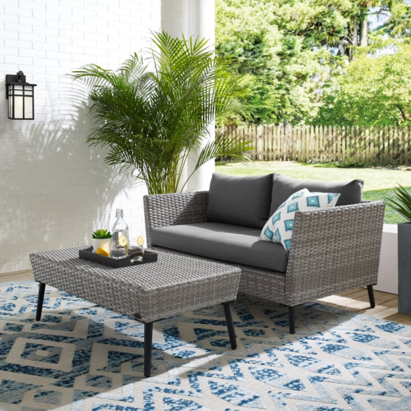 Crosley Richland 2pc Outdoor Wicker Conversation Set Charcoal - CO7317GY-CL
