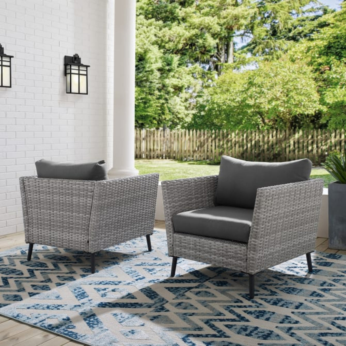 Crosley Richland 2pc Outdoor Wicker Armchair Set Charcoal - CO7318GY-CL