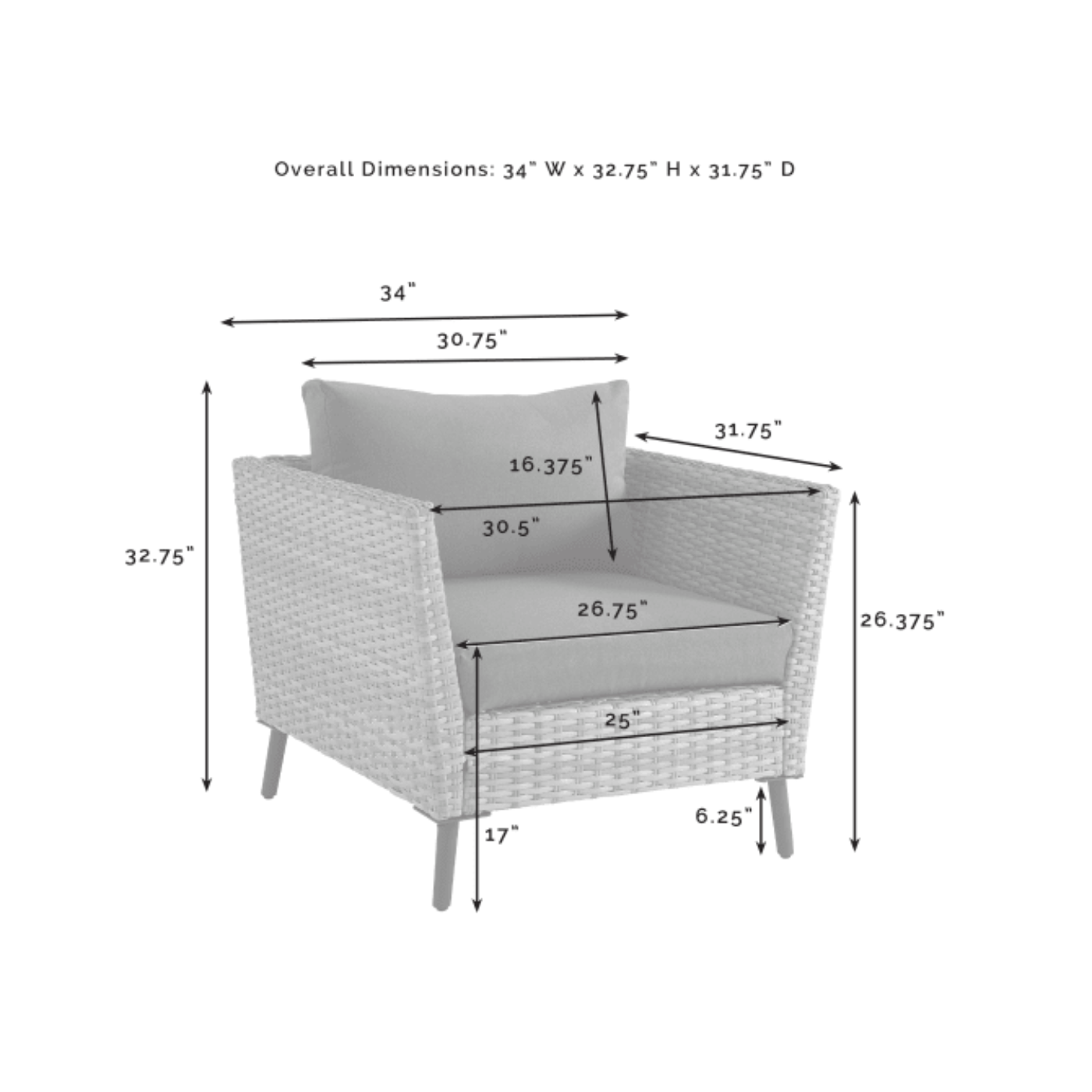 Crosley Richland 2pc Outdoor Wicker Armchair Set Charcoal - CO7318GY-CL