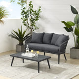 Crosley Dover 2pc Outdoor Rope Conversation Set Charcoal and Matte Black - CO7330MB-CL