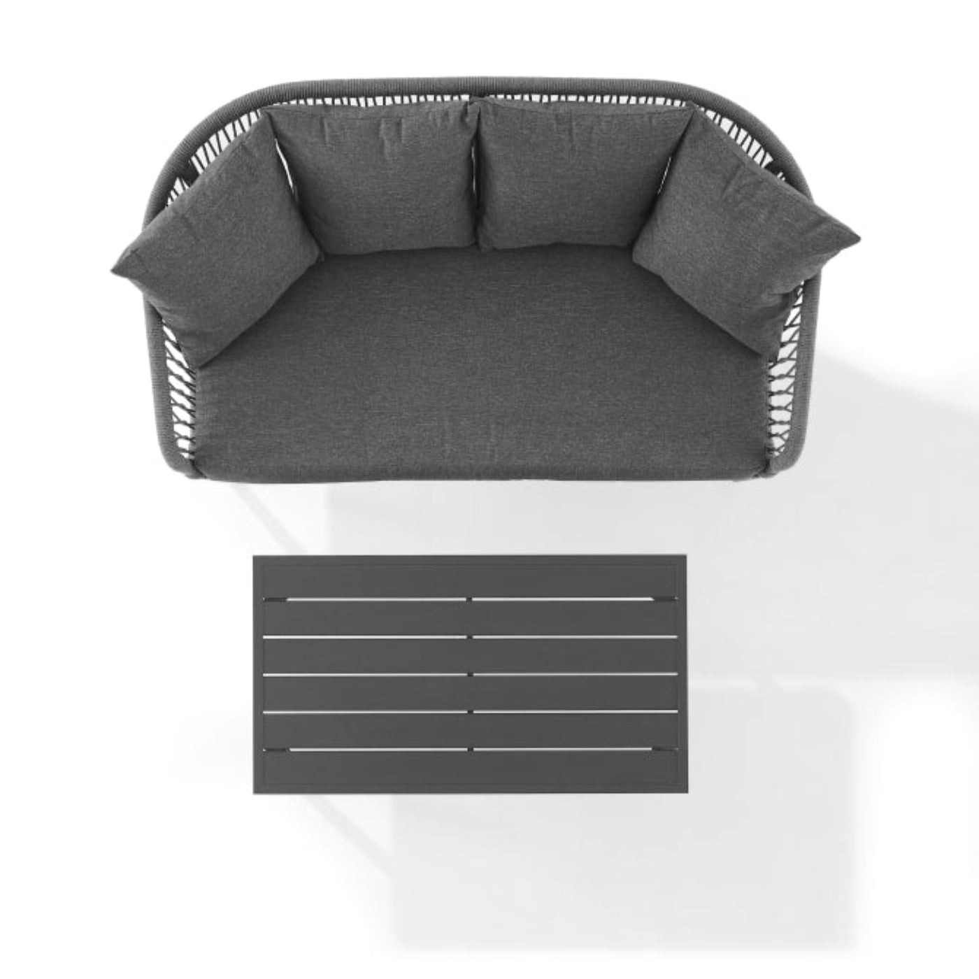 Crosley Dover 2pc Outdoor Rope Conversation Set Charcoal and Matte Black - CO7330MB-CL