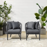 Crosley Dover 2pc Indoor/Outdoor Rope Armchair Set Charcoal and Matte Black - CO7331MB-CL