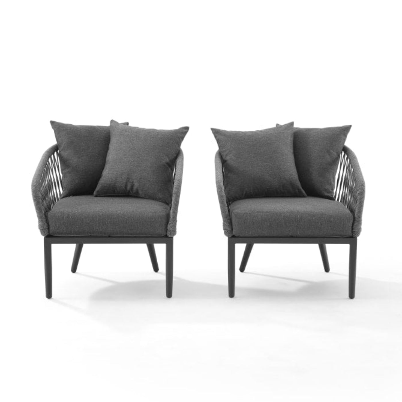 Crosley Dover 2pc Indoor/Outdoor Rope Armchair Set Charcoal and Matte Black - CO7331MB-CL