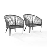Crosley Dover 2pc Indoor/Outdoor Rope Armchair Set Charcoal and Matte Black - CO7331MB-CL