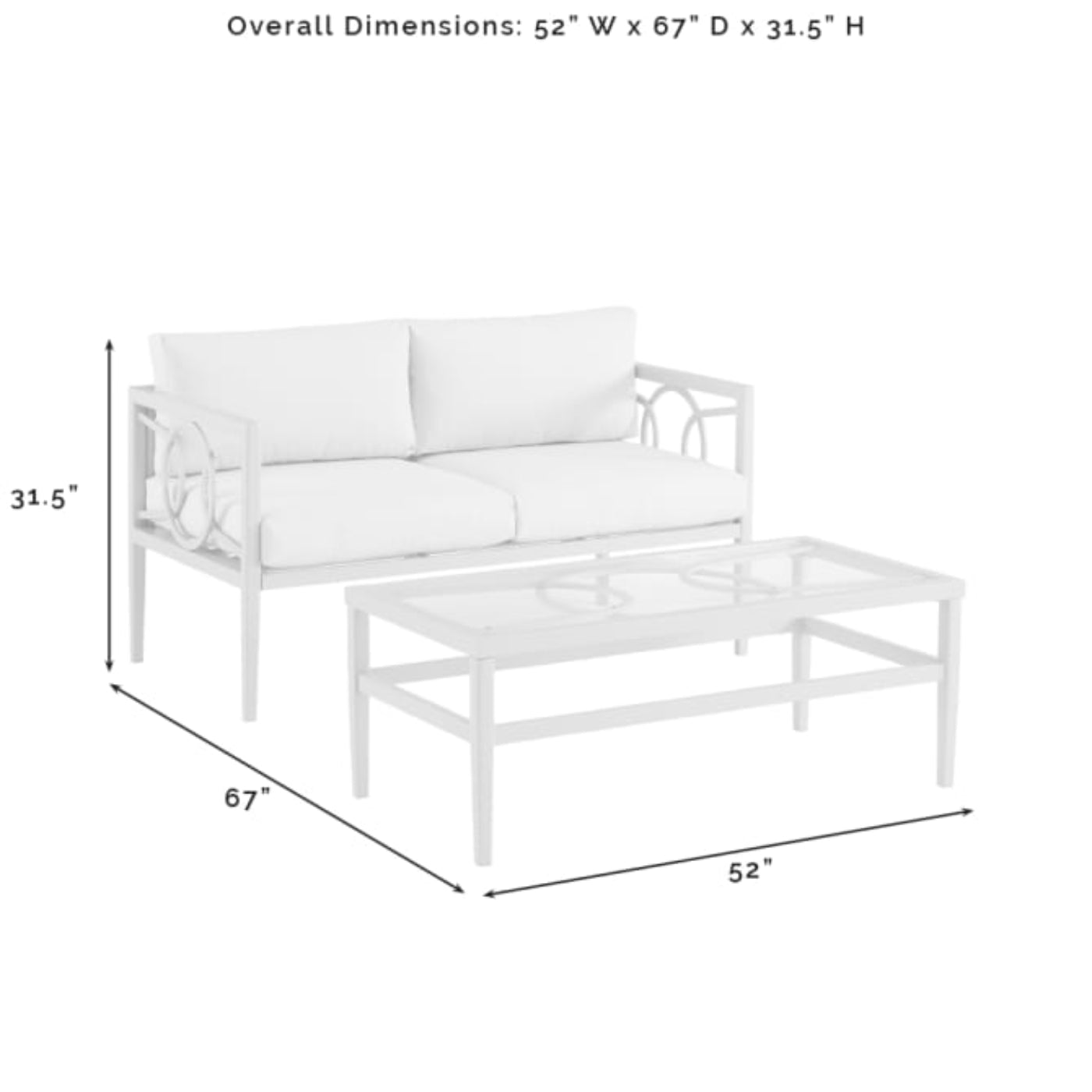 Crosley Ashford 2pc Outdoor Metal Conversation Set - CO7350GY-CR