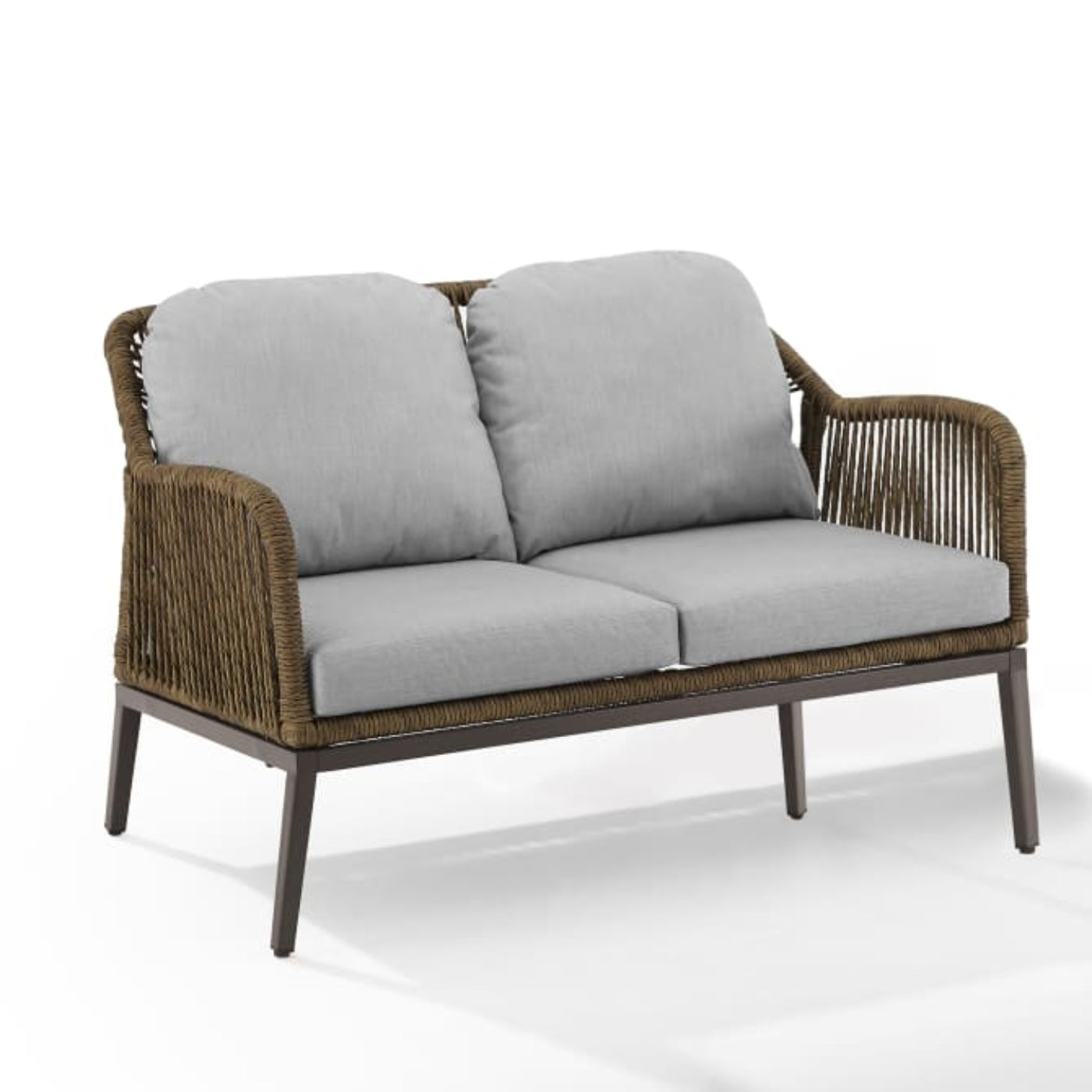 Crosley Haven 48 Inch 2pc Outdoor Wicker Conversation Set Light Grey- CO7360LB-LG