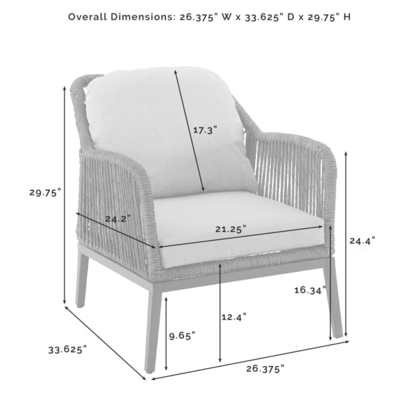 Crosley Haven 2pc Outdoor Wicker Armchair Set Light Grey - CO7361LB-LG