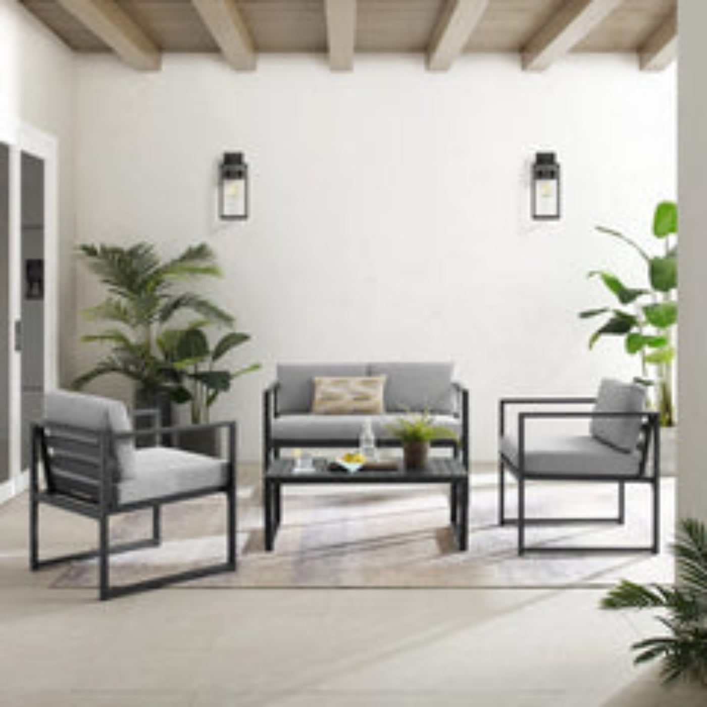 Crosley Hamilton 4pc Outdoor Metal Conversation Set Grey - CO7902MB-GY