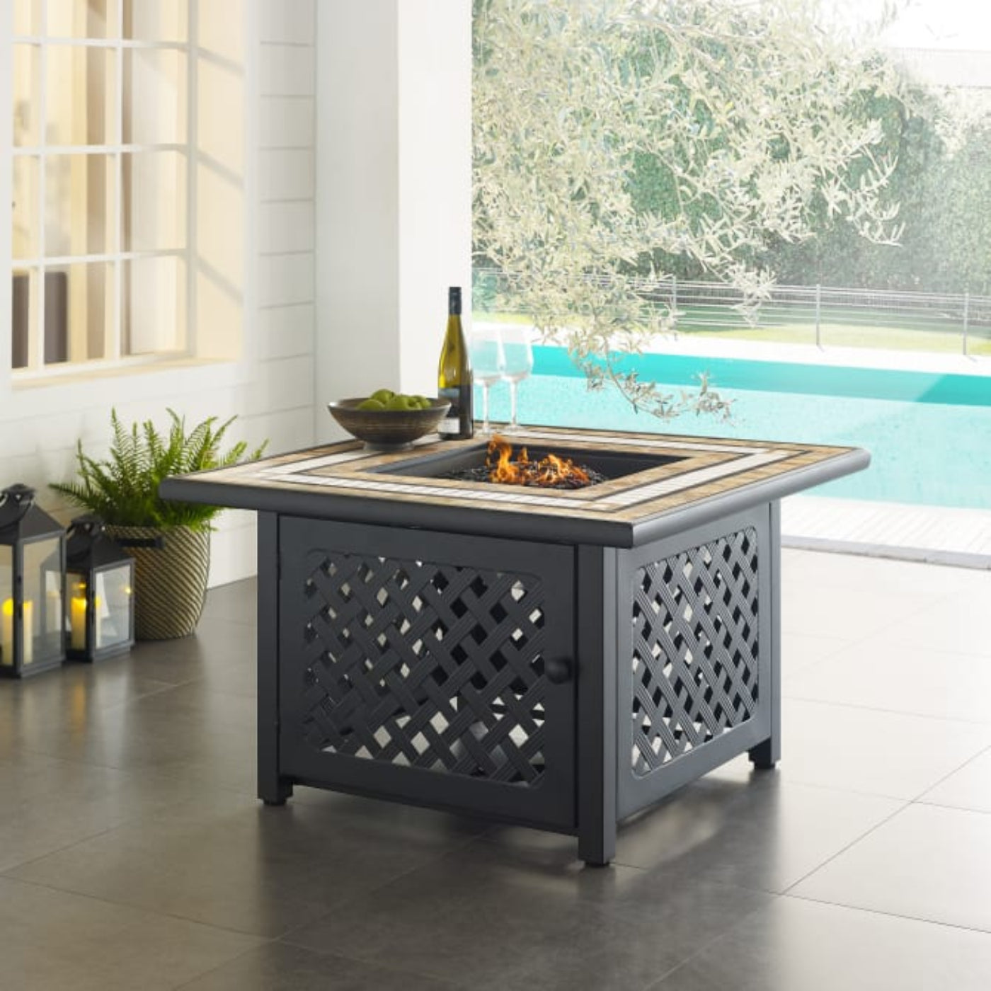 Crosley Tucson 40.25 Inch Fire Table Brown - CO9011-BR