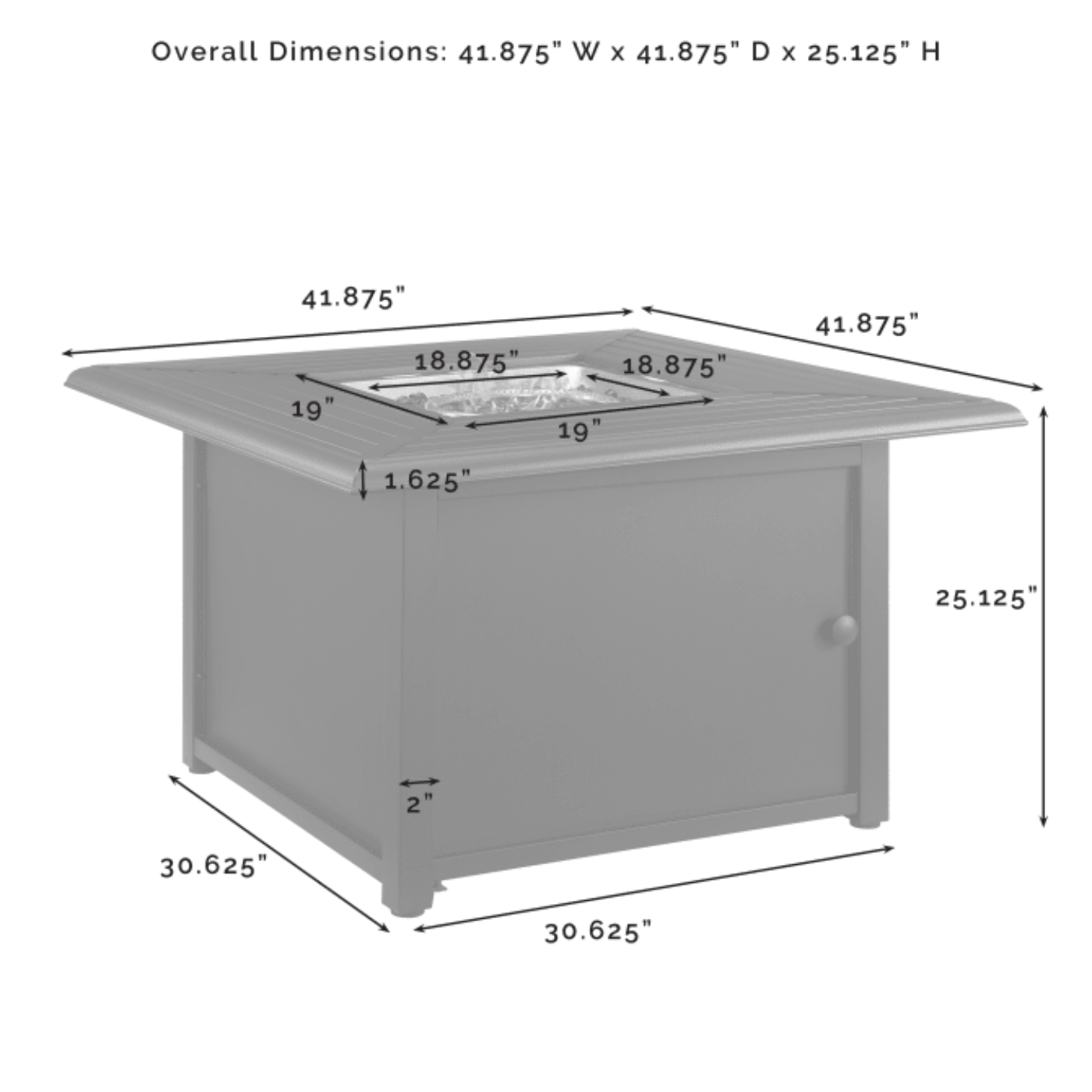 Crosley Dante 41 7/8 Inch Metal Fire Table - Black - CO9014-BK