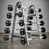 Troy 12-Sided Urethane Straight Barbell Set with Rack - COMMPAC-TSBU110