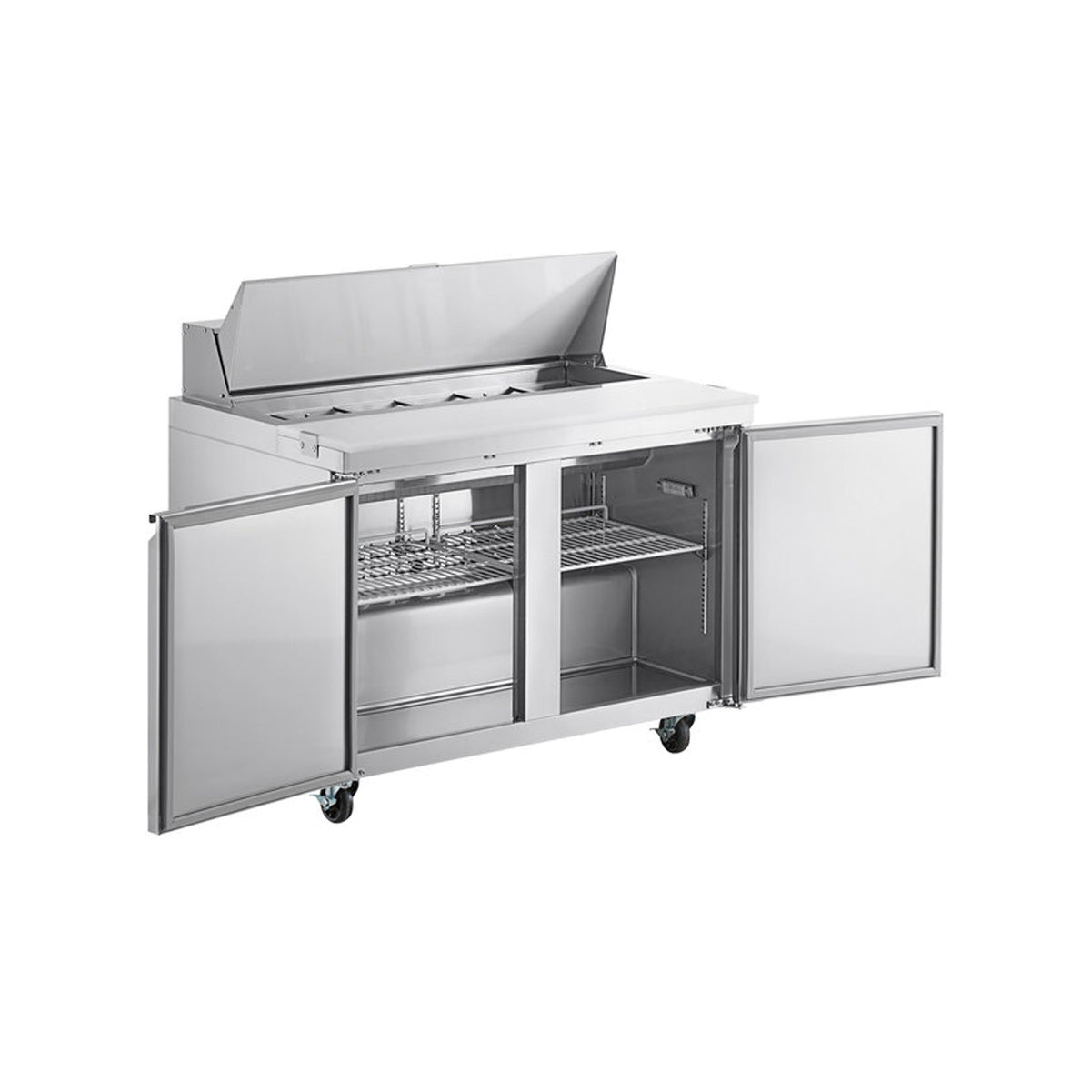Chef AAA Commercial 46" Sandwich Prep Table Refrigerator MEGA TOP 18 Pans 2 Door Stainless Steel 9.5 cu.ft. - SS-PT-46M-HC