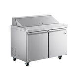 Chef AAA Commercial 46" Sandwich Prep Table Refrigerator 12 Pans 2 Door Stainless Steel 9.5 cu.ft. - SS-PT-46-HC
