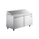 Chef AAA - SS-PT-60M-HC, Commercial 60" Sandwich Prep Table Refrigerator MEGA TOP 24 Pans 2 Door Stainless Steel 15 cu.ft. - SS-PT-60M-HC
