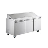 Chef AAA Commercial 70" Sandwich Prep Table 3 Door Stainless Steel Refrigerator 15.5 cu.ft. - SS-PT-70-HC