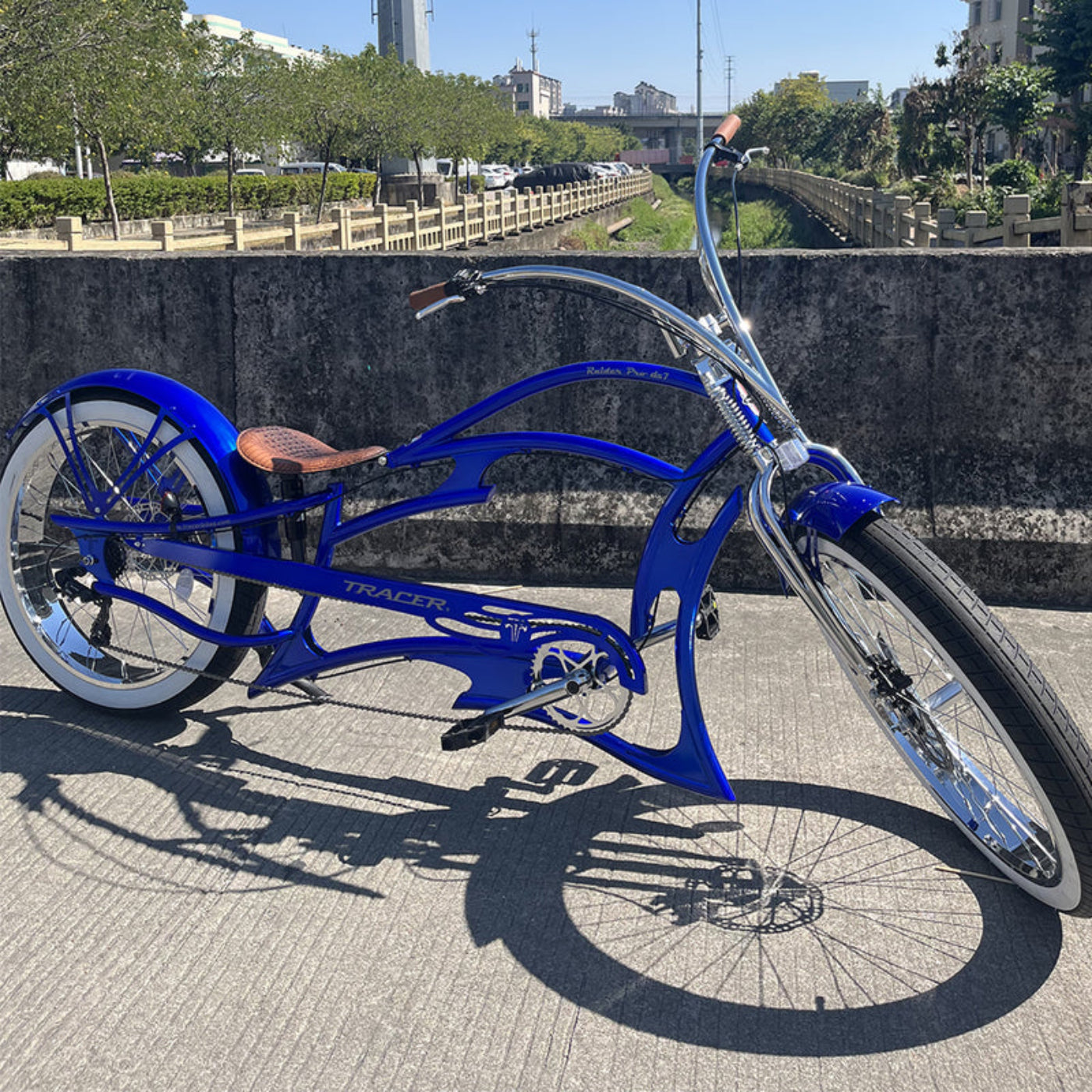 Tracer 26" Raider Pro DS7 Stretch Chopper Cruiser Bike - MB-RD-PDS7-BLU