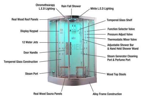 Platinum DZ962 Steam Shower - DZ962F8 BLACK
