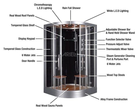 Platinum DZ962 Steam Shower - DZ962F8 BLACK