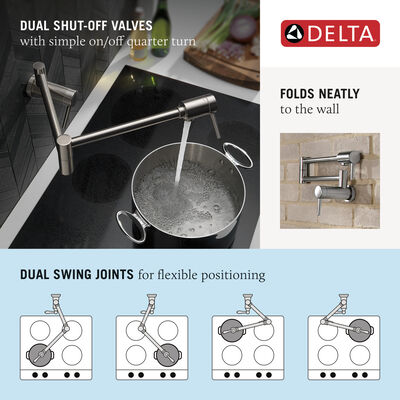 Delta Wall Mount Contemporary Pot Filler in in Champagne Bronze - 1165LF-CZ