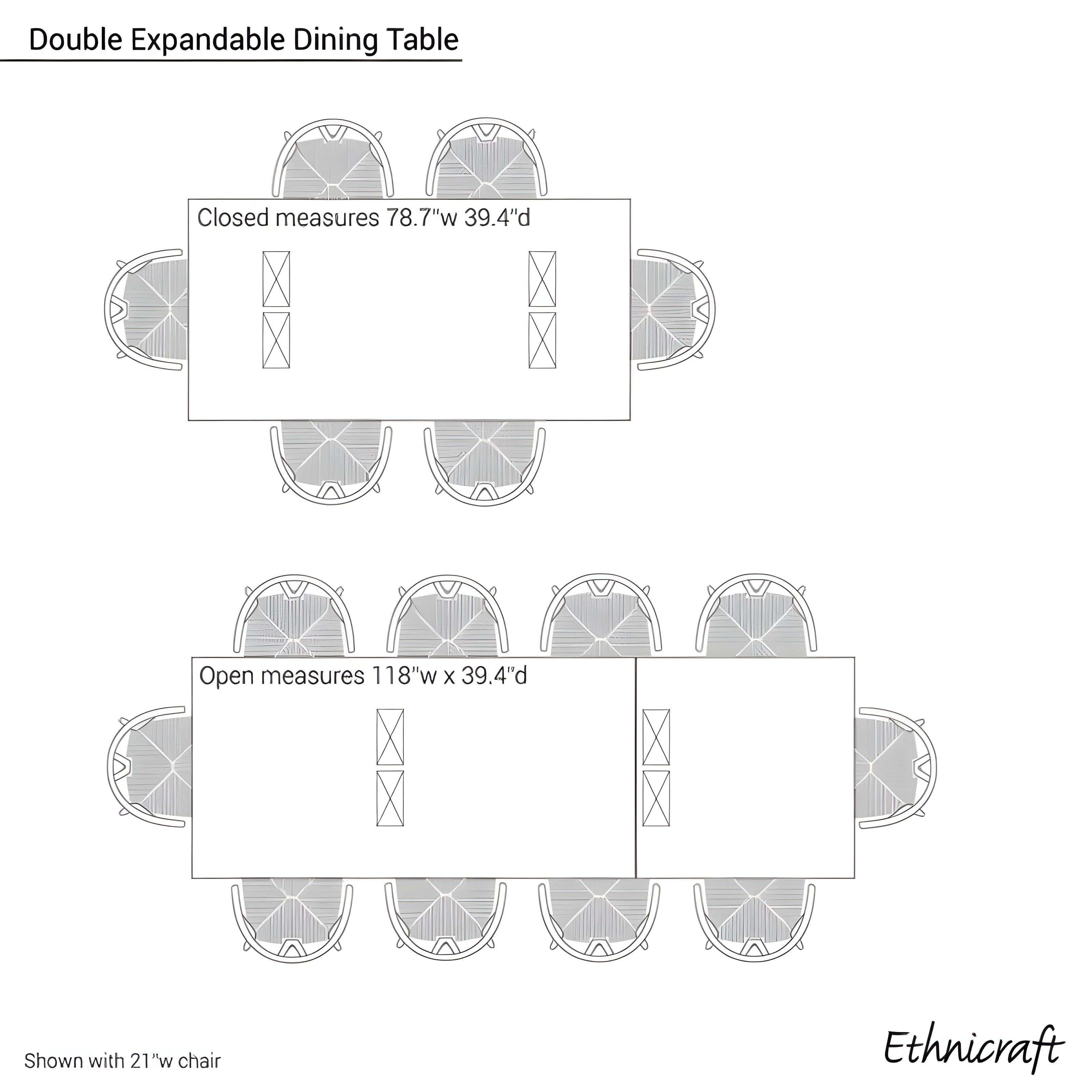 Double Extendable Dining Table - ETH-52066