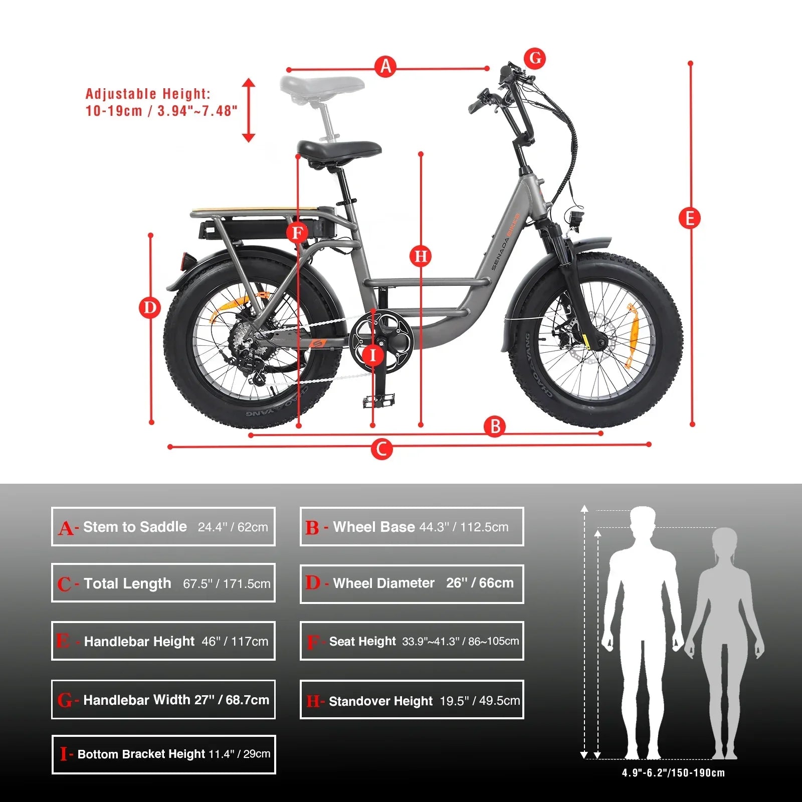 Senada Bikes 500W 48V Osprey All-Terrain Comfort Long Range Step-Thru Fat Tire Electric Bike - EB-SN-OSPREY-LB