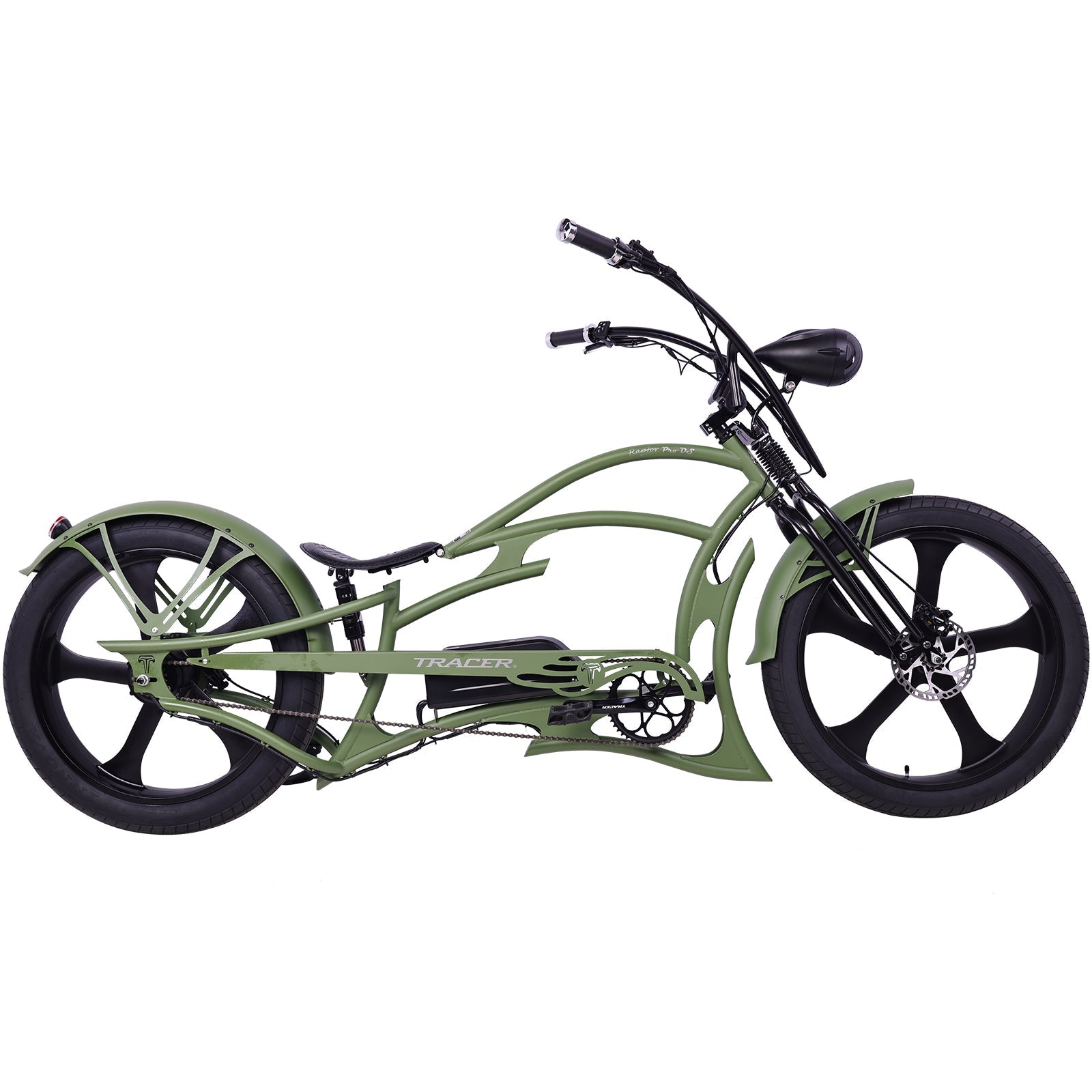 Tracer 800W 48V Raptor Pro DS Chopper Stretch Cruiser Fat Tire Electric Bike - EB-MB-RAPTOR PRO DS-WHI/WHI