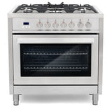 Cosmo Commercial-Style 36" Single Oven Dual Fuel Range with 8 Function 3.8 cu. ft. Convection Oven in Stainless Steel - COS-F965