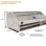 Awoco Stainless Steel Super Power 2 Speeds Commercial Indoor Air Curtain, 120V Unheated with an Easy-Install Magnetic Door Switch - FM1506-SS