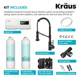 KRAUS Bolden 2-in-1 Pull-Down Single Handle Water Filter Kitchen Faucet in Matte Black with Purita 2-Stage Under-Sink Filtration System - FS-1001-KFF-1610MB