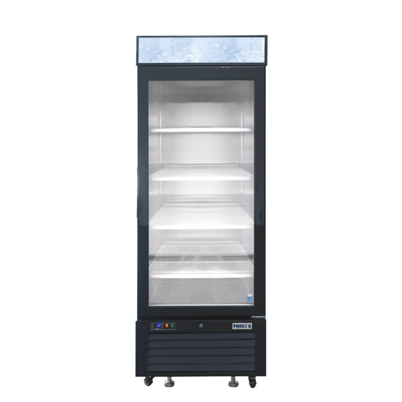 Frigos FGA-MGDR-1D-24-LHT 24" One Hinged Glass Door Black Steel Exterior Merchandiser Cooler 8 Cu. Ft. - FGA-MGDR-1D-24-LHT