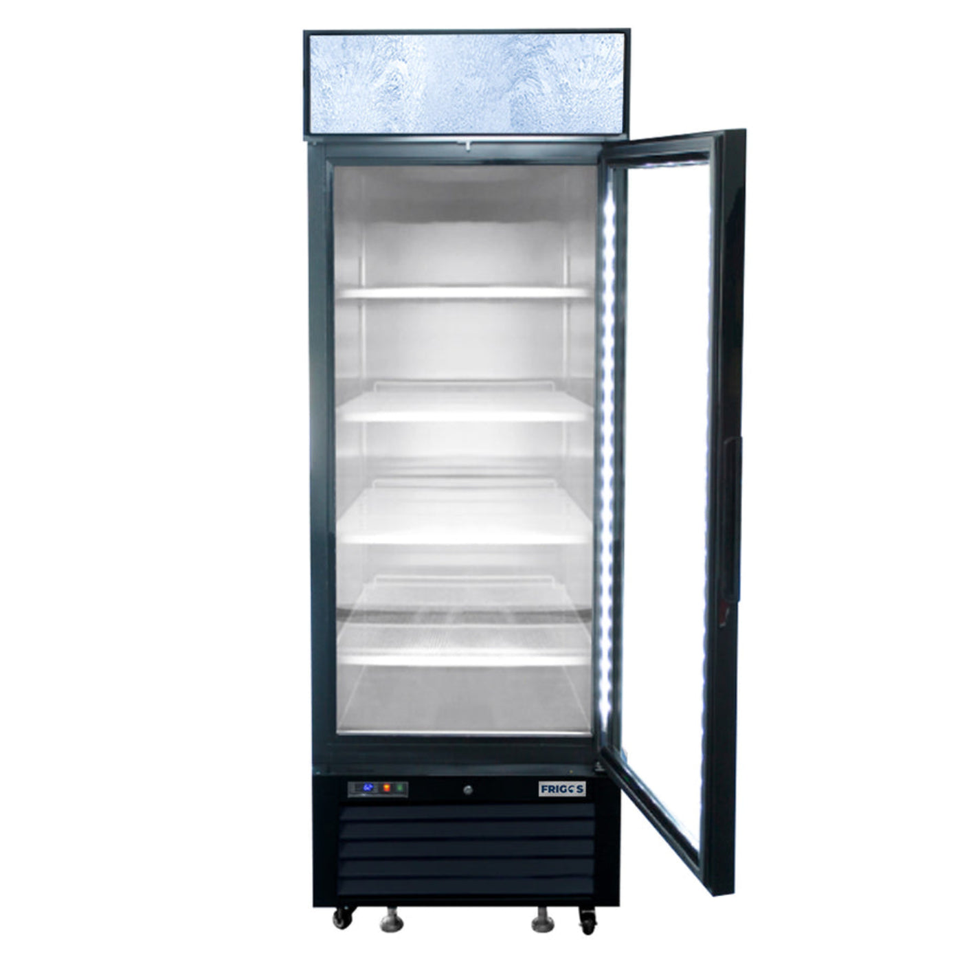 Frigos FGA-MGDR-1D-27 27" One Hinged Glass Door Black Steel Exterior Merchandiser Cooler 19 Cu. Ft. - FGA-MGDR-1D-27