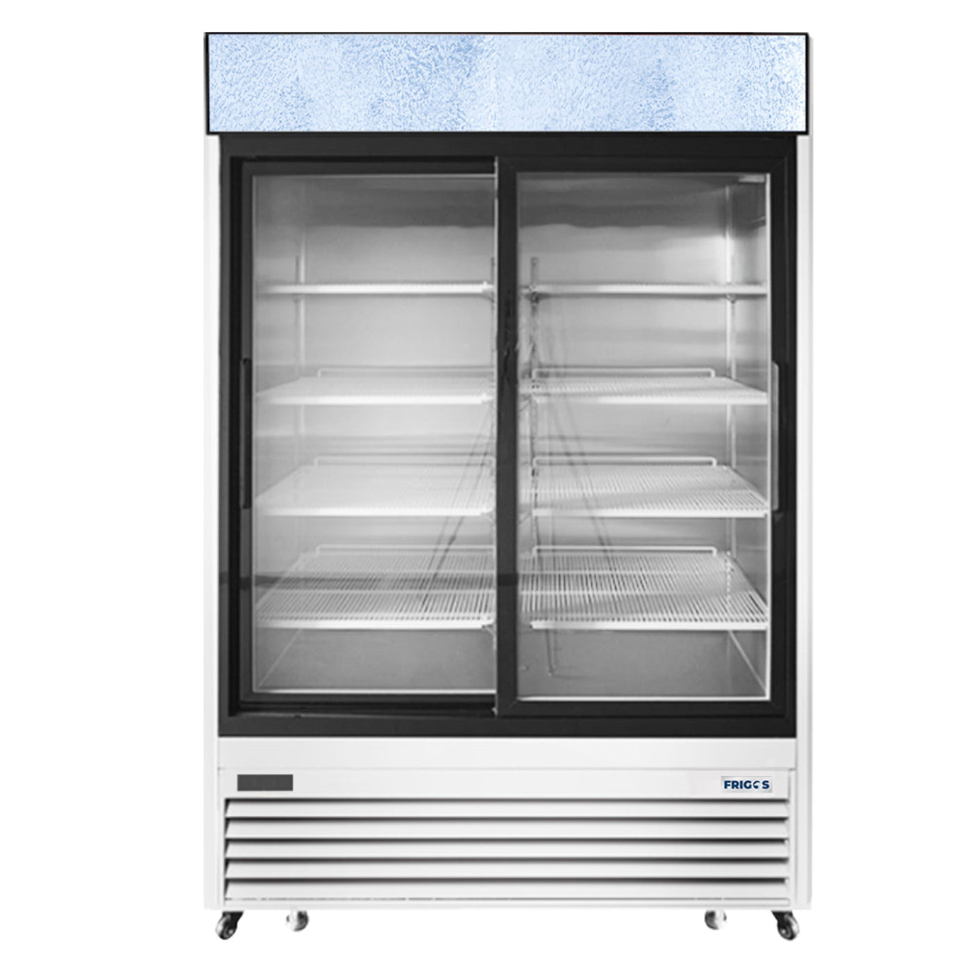 Frigos FGA-MGDR-2D-54-SS 54.38" Two Sliding Glass Door Stainless Steel Reach-In Merchandiser Refrigerator 45 Cu. Ft. - FGA-MGDR-2D-54-SS