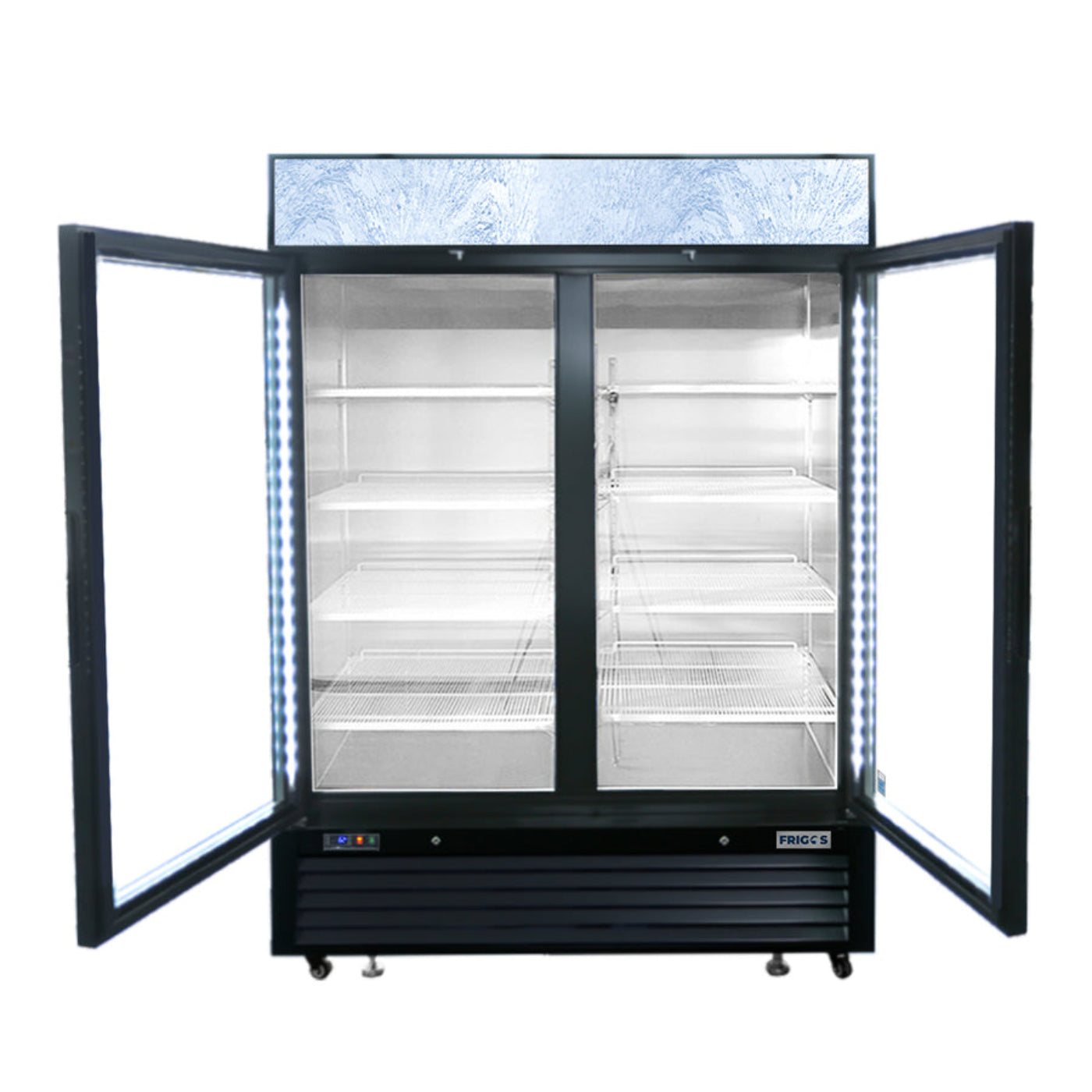 Frigos FGA-MGDR-2D-54 54" Two Hinged Glass Door Black Steel Exterior Merchandiser Cooler 44 Cu. Ft. - FGA-MGDR-2D-54