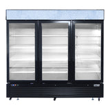 Frigos FGA-MGDR-3D-82 82" Three Hinged Glass Door Black Steel Exterior Merchandiser Cooler 69.54 Cu. Ft. - FGA-MGDR-3D-82