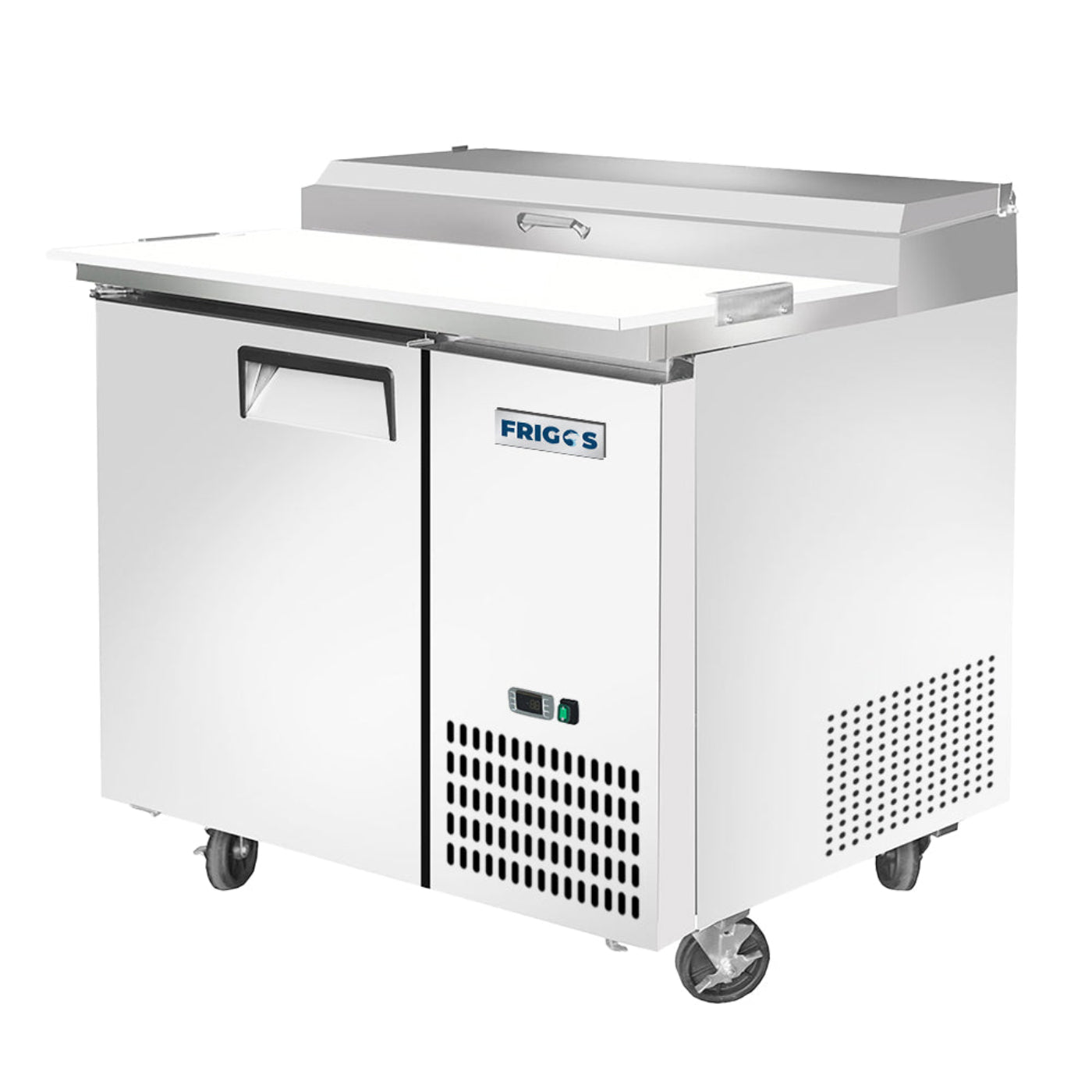 Frigos FGA-PZPT-1D-44 44" One Solid Door Refrigerated Pizza Prep Table (6) 1/3 size pans - FGA-PZPT-1D-44