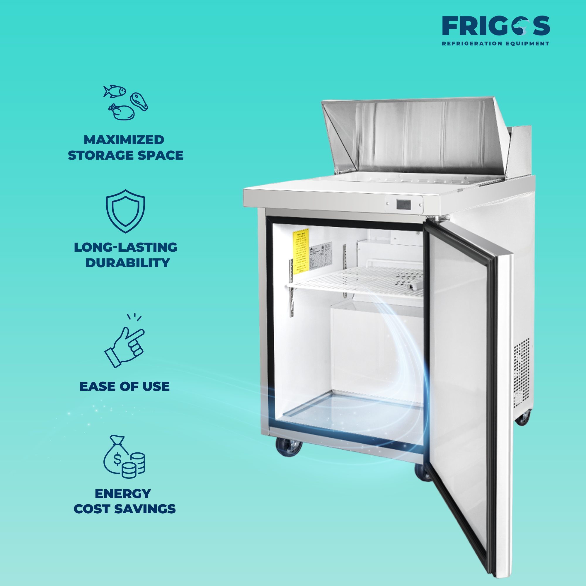 Frigos FG-SWPT-29 Prep Table, 29" 1-Door, SS Floor