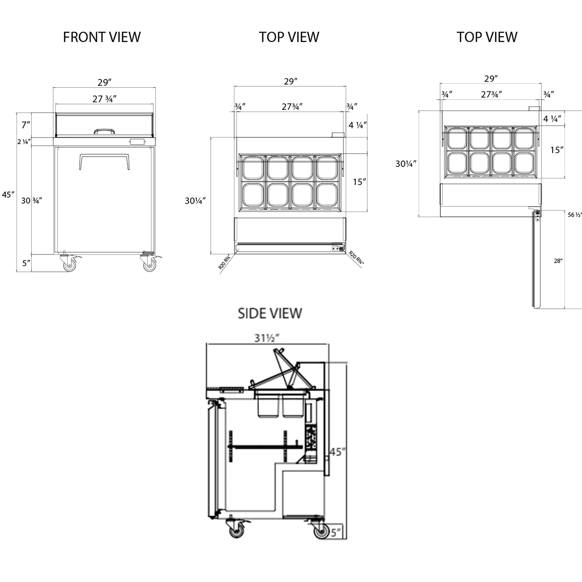 Frigos FG-SWPT-29 Prep Table, 29" 1-Door, SS Floor