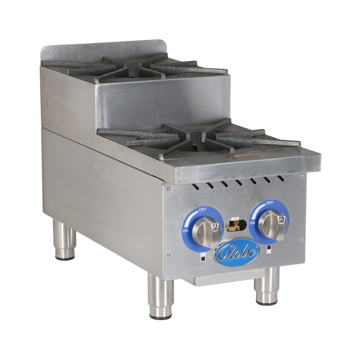 Globe Gas GHPSU212G 12" Countertop Step-Up Hot Plates - Natural Ga - GLGHPSU212G