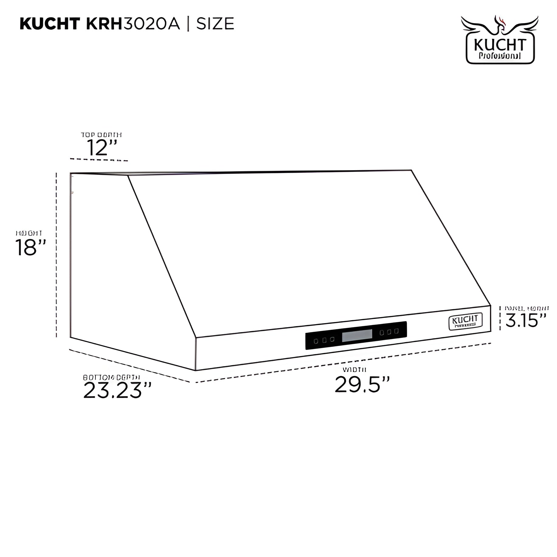 Kucht Professional 30" Under Cabinet Range Hood 900 CFM in Stainless Steel - KRH3020A