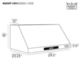 Kucht Professional 30" Under Cabinet Range Hood 900 CFM in Stainless Steel - KRH3020A