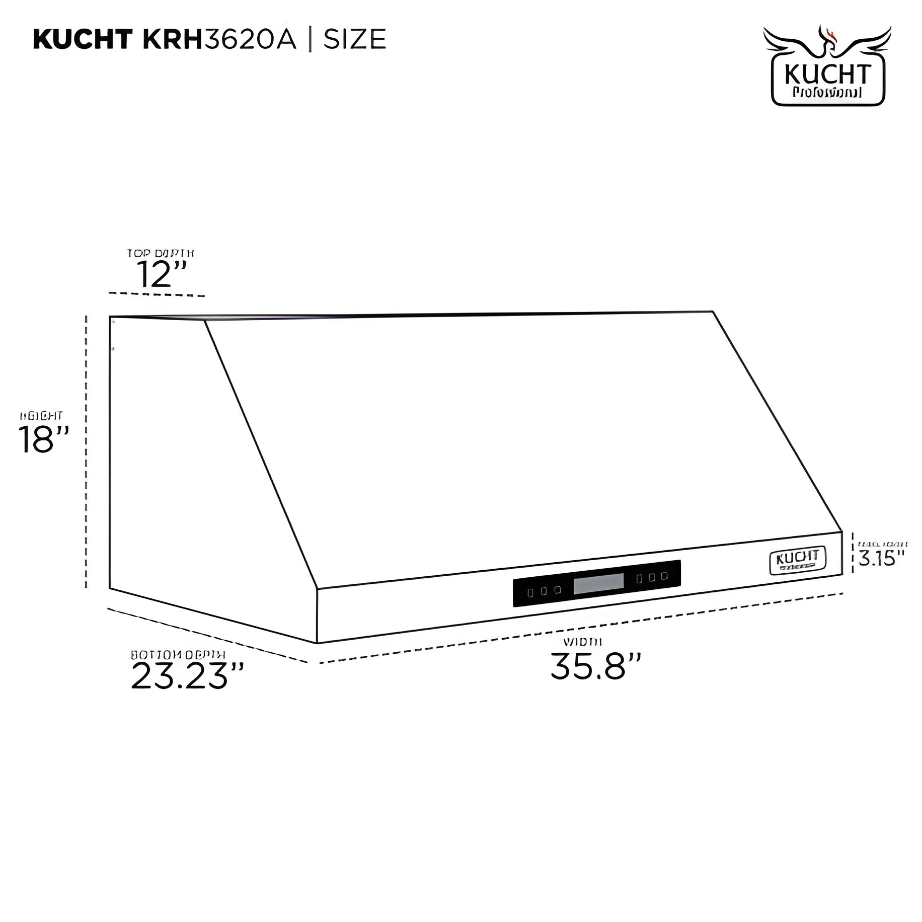 Kucht Professional 36" Under Cabinet Range Hood 900 CFM in Stainless Steel - KRH3620A