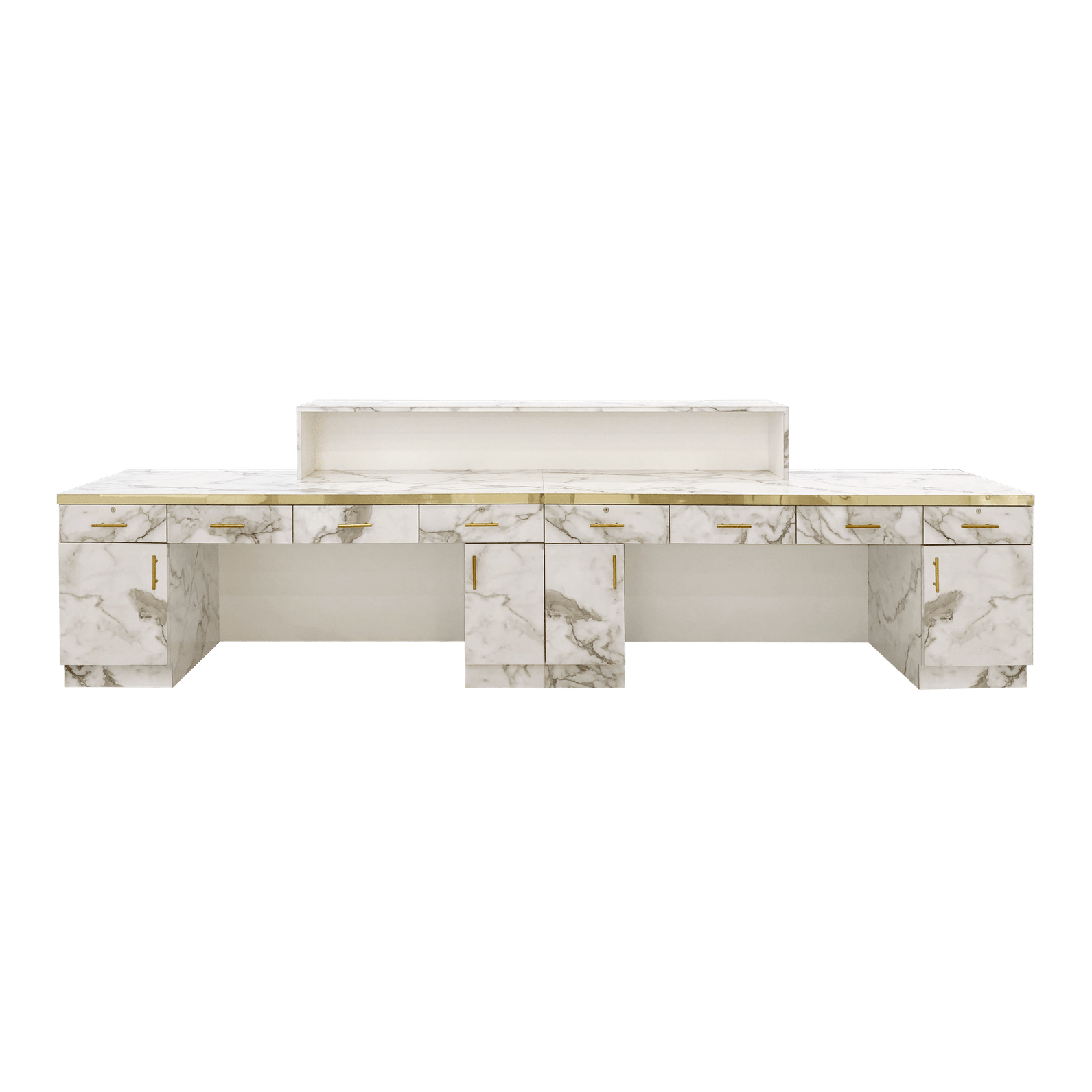 Whale Spa - Gold and Marble Reception Desk Straight