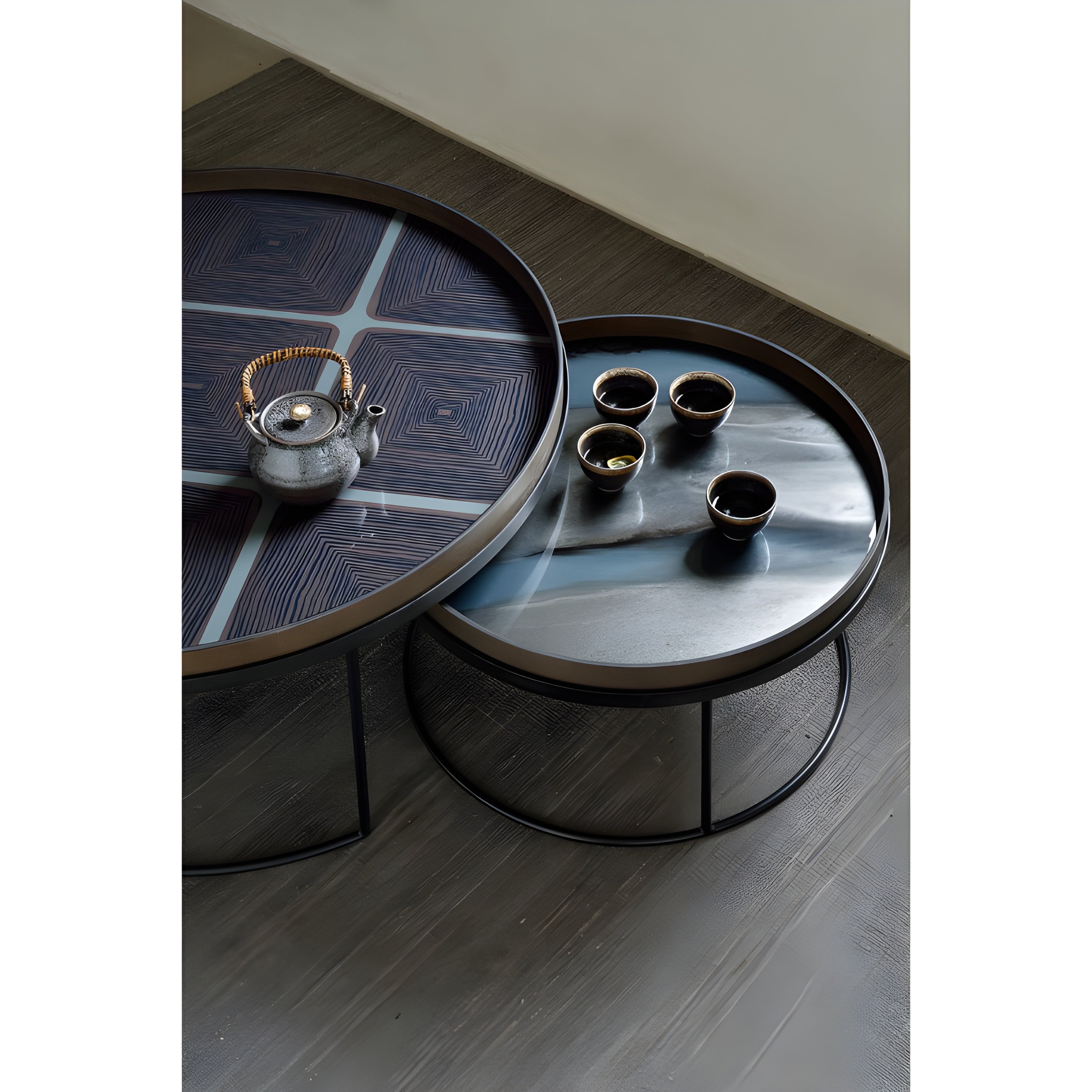 Ethnicraft Round Linear Squares Glass Tray - ETH-20914