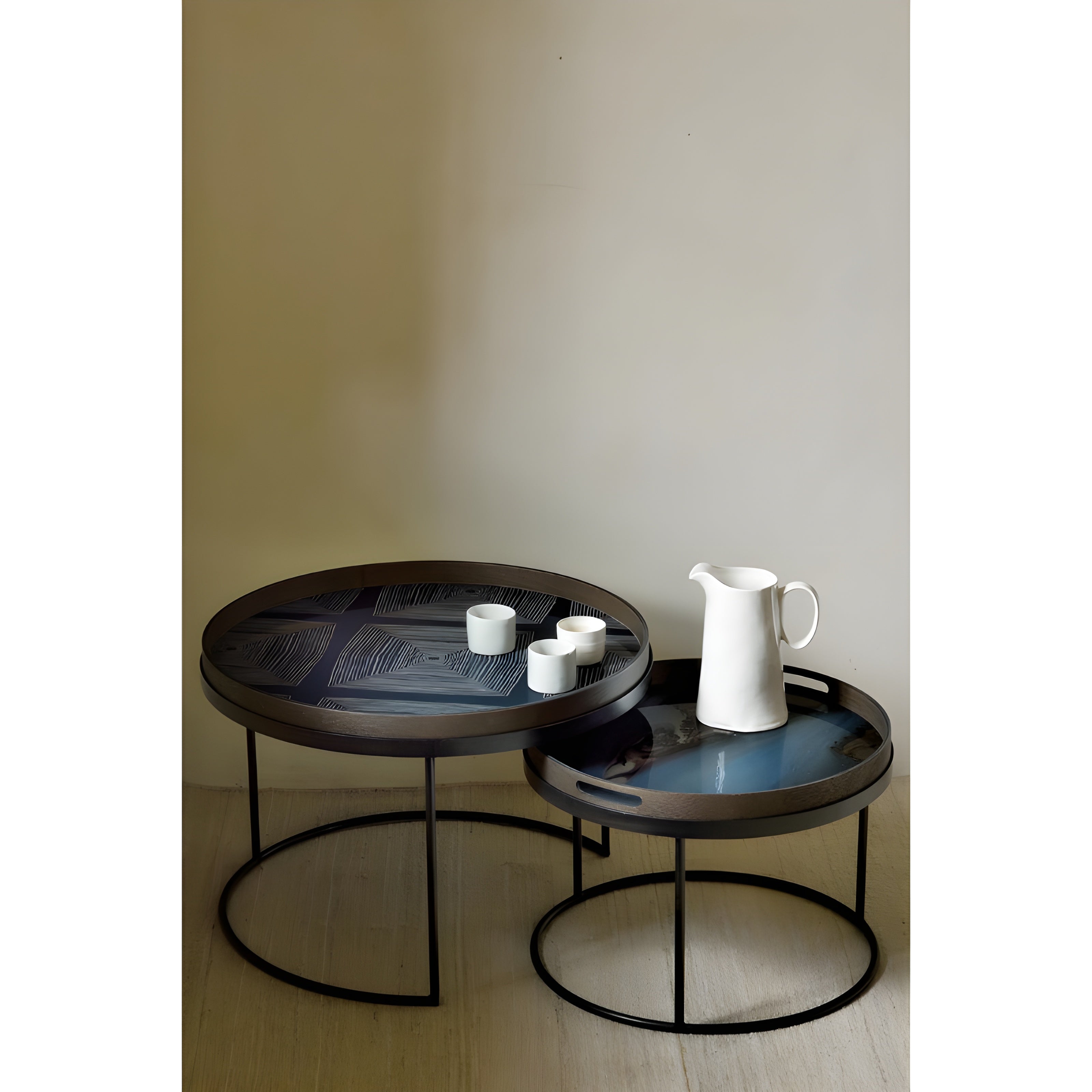 Ethnicraft Round Linear Squares Glass Tray - ETH-20914