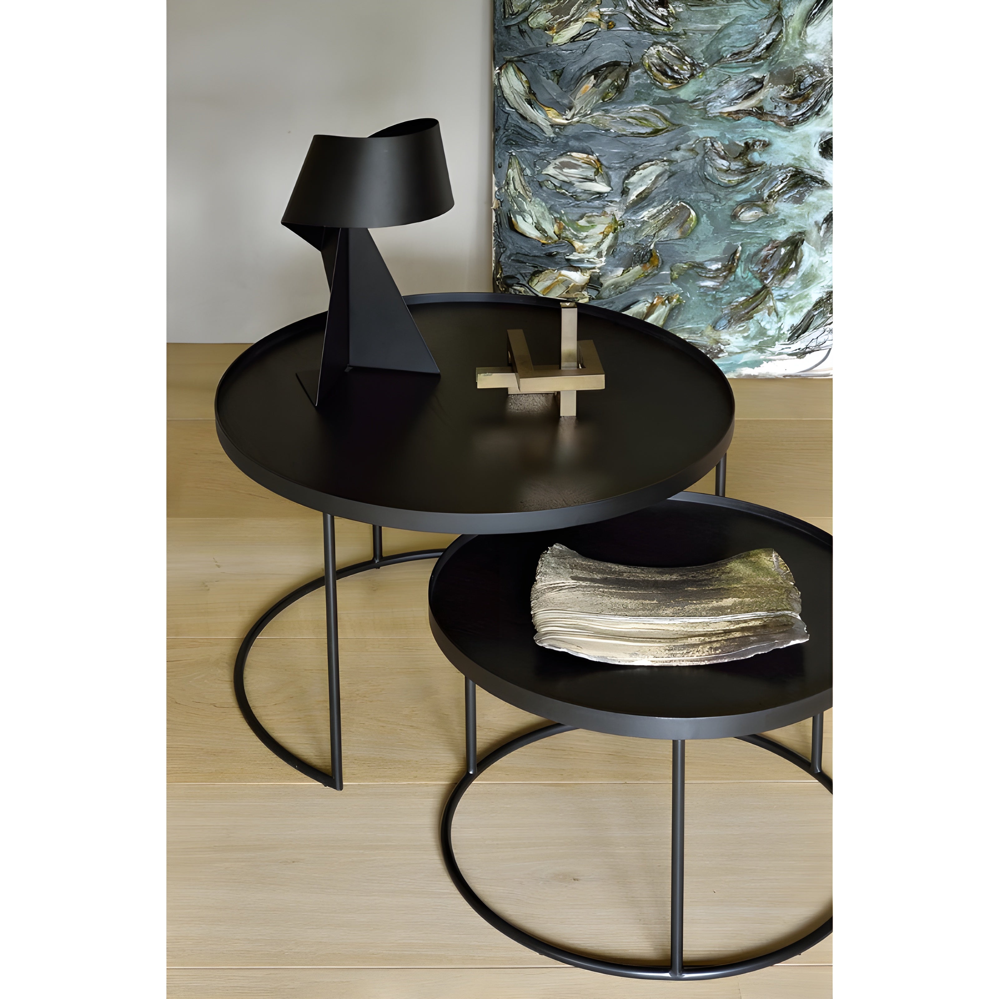 Ethnicraft Round Tray Coffee Table Set - ETH-20726