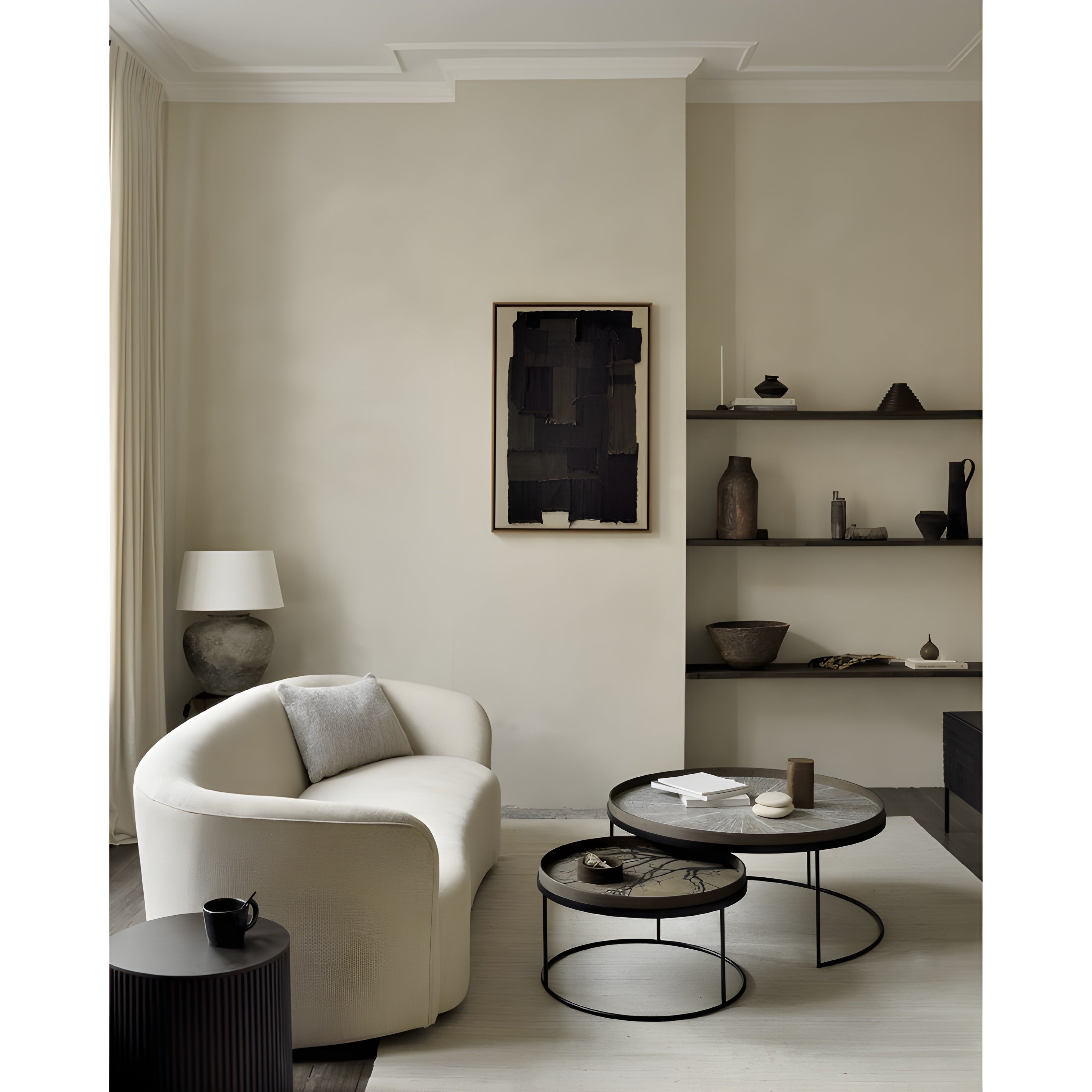 Ethnicraft Round Tray Coffee Table Set - ETH-20726
