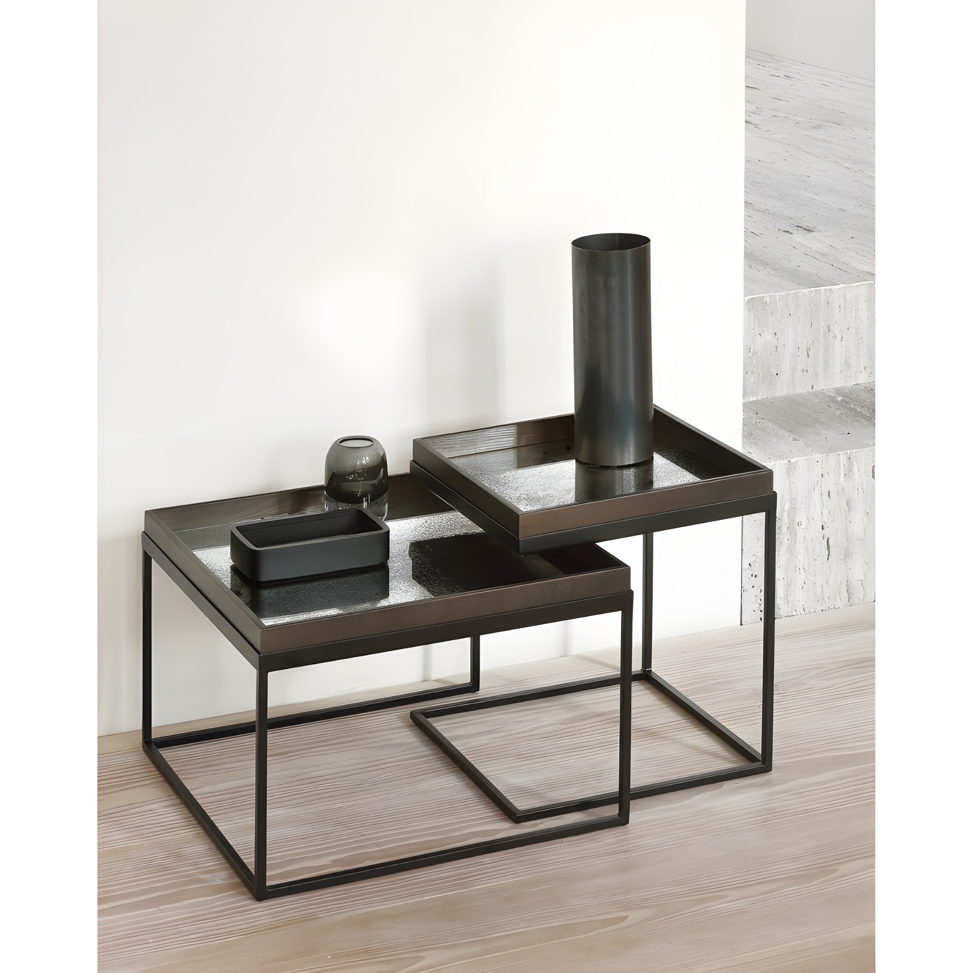 Ethnicraft Square Tray Coffee Table Set - ETH-20791