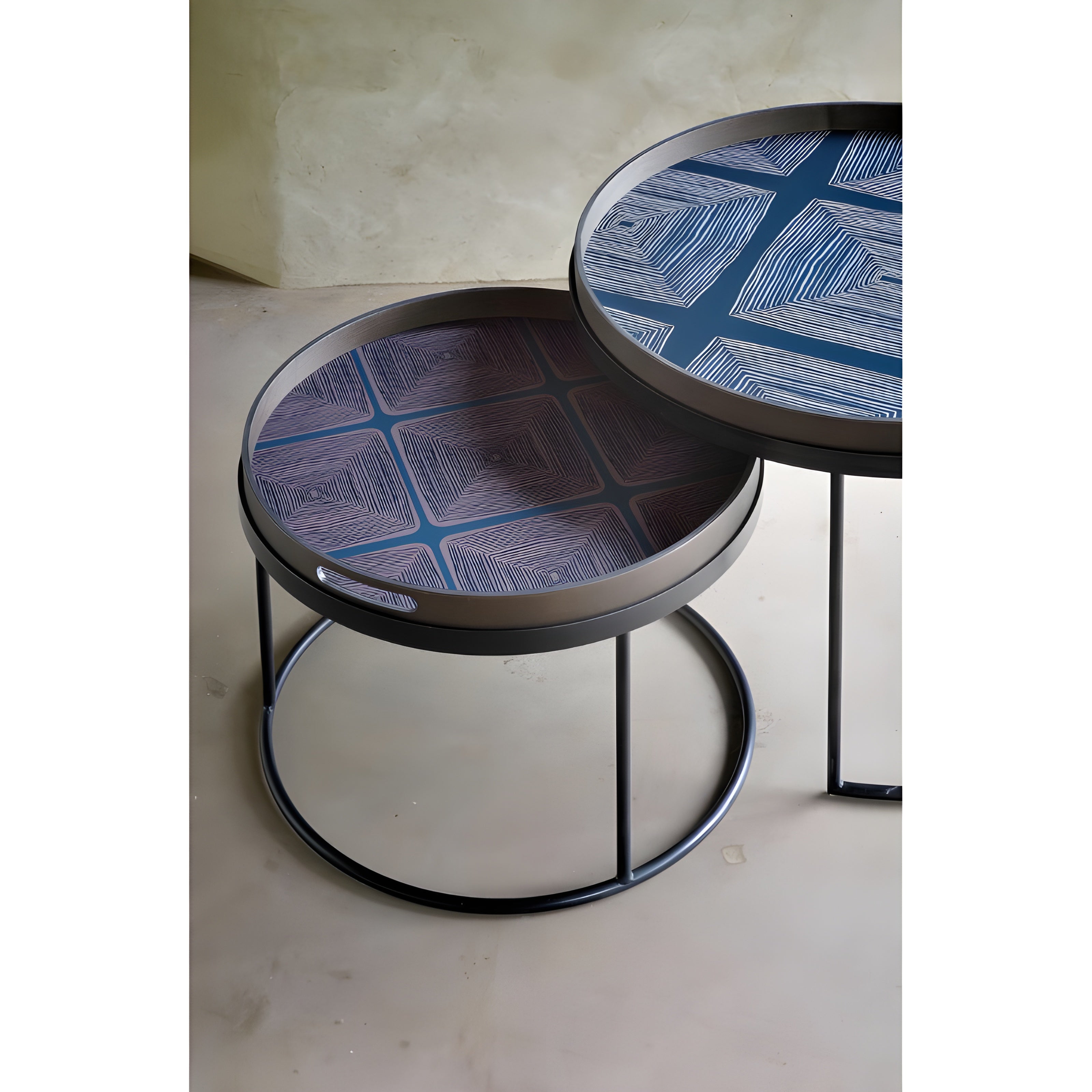 Ethnicraft Round Tray Coffee Table Set - ETH-20726